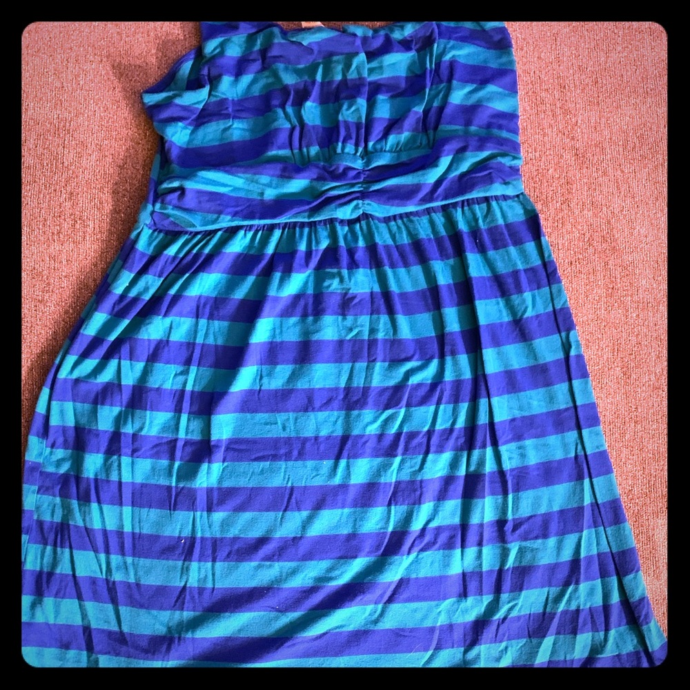 Blue and blue green strip summer dress